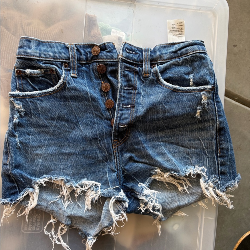 Abercrombie & Fitch Blue Distressed Jean Shorts